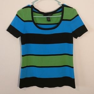 Cable and Gauge Top Blue Green Striped S